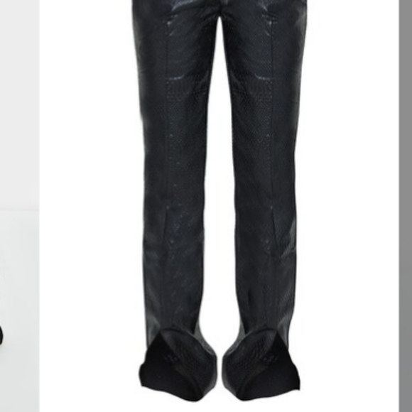 Petite PREMIUM Black Faux Leather Croc Split Hem Skinny Pants size 4 - Picture 4 of 9